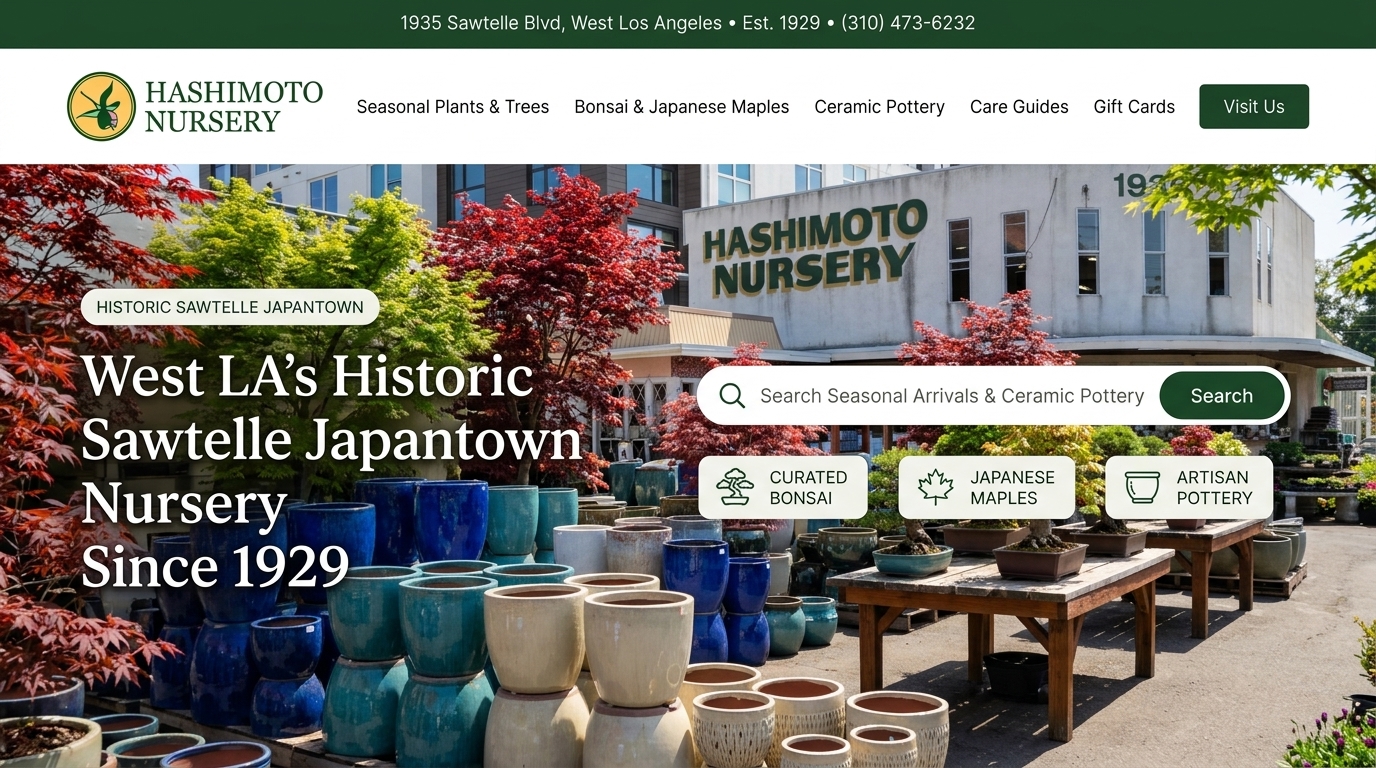 Proposed Hashimoto Nursery homepage design